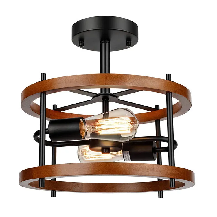 Rustic Vintage Wood Ceiling Light