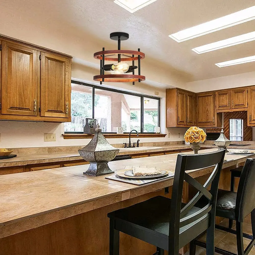 Rustic Vintage Wood Ceiling Light
