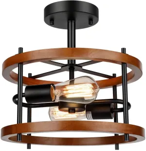 Rustic Vintage Wood Ceiling Light