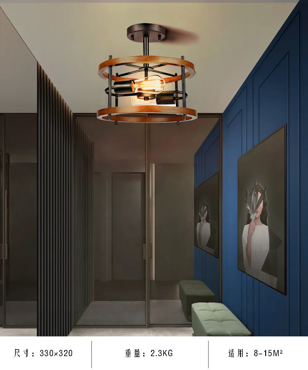 Rustic Vintage Wood Ceiling Light