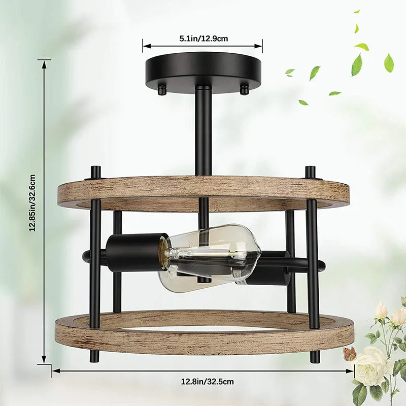 Rustic Vintage Wood Ceiling Light
