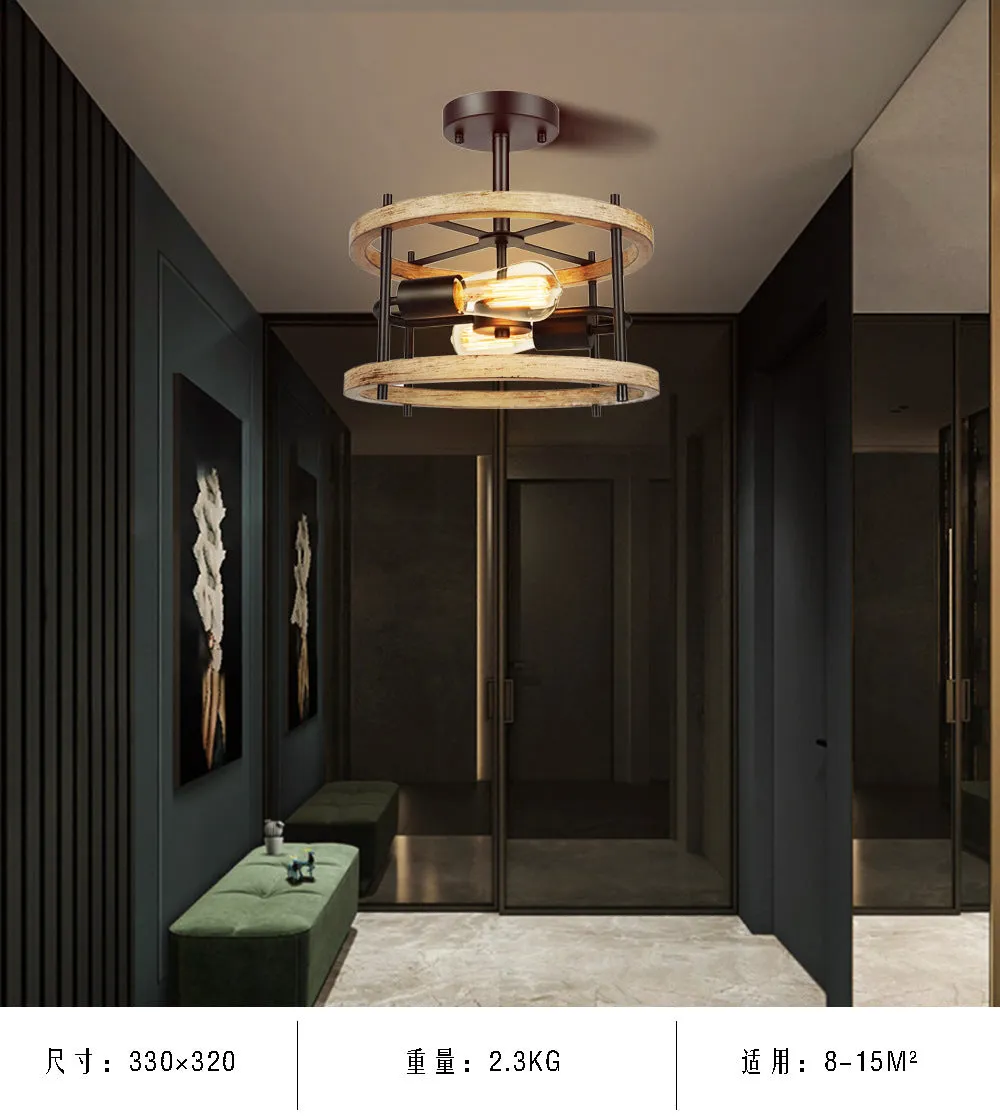 Rustic Vintage Wood Ceiling Light