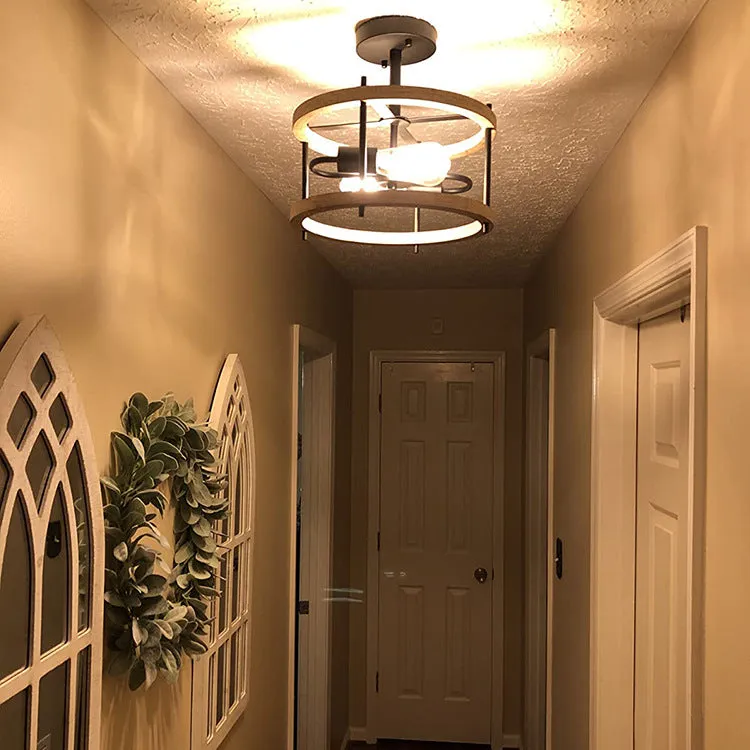 Rustic Vintage Wood Ceiling Light