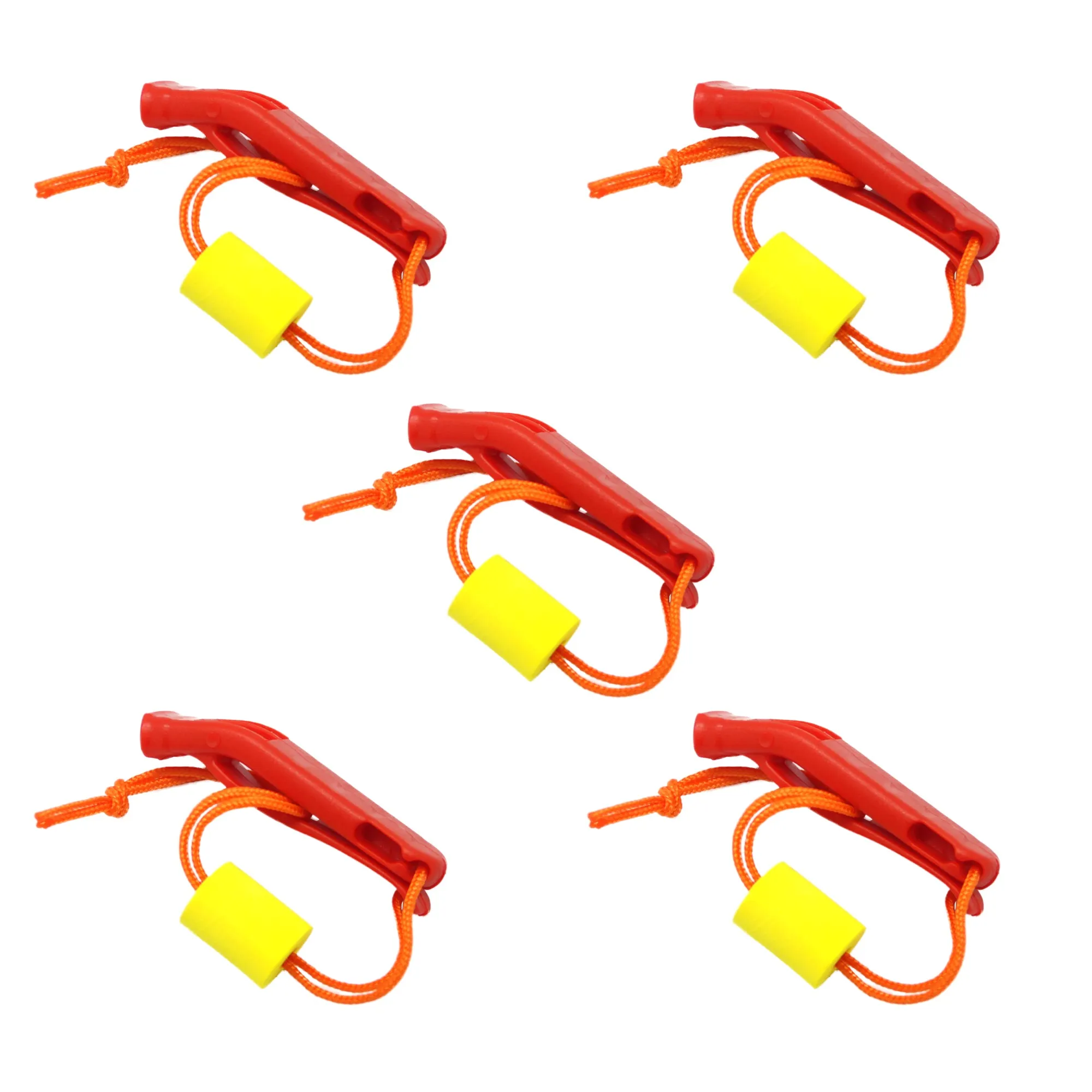 SAMSFX 5 pieces Safety Marine Whistle with Floating Lanyard for Emergency Survival Rescue