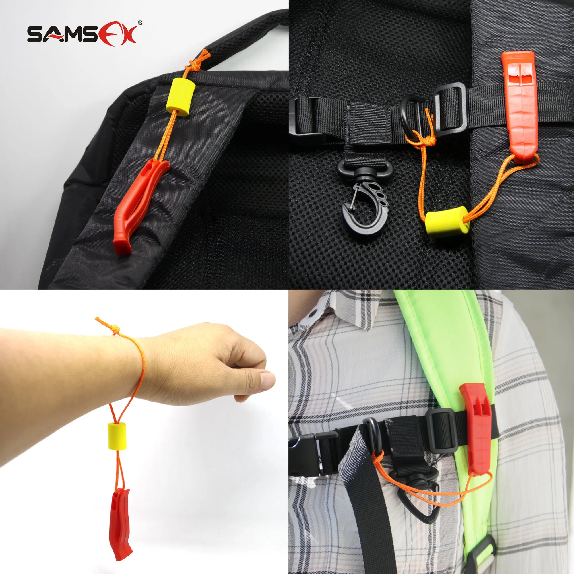 SAMSFX 5 pieces Safety Marine Whistle with Floating Lanyard for Emergency Survival Rescue
