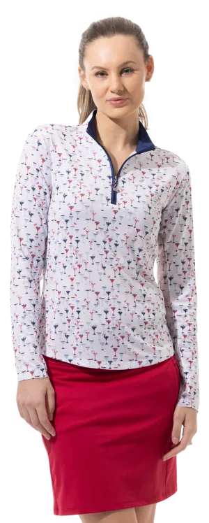SanSoleil 900474 Solcool Print Zip Mock. Libertini