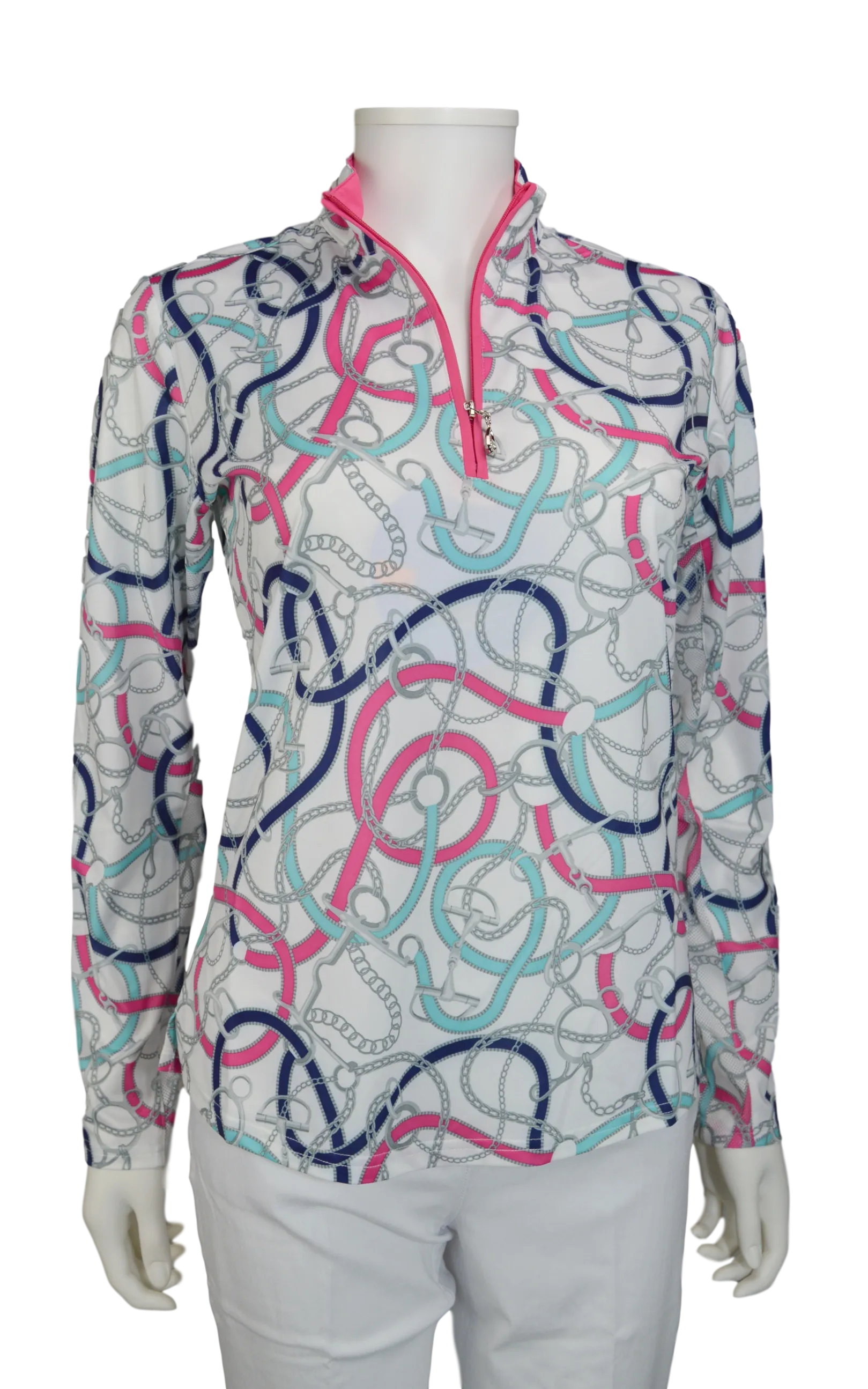 SanSoleil SolCool Print Zip Mock. 900463 Unbridled Pink | SPF 50
