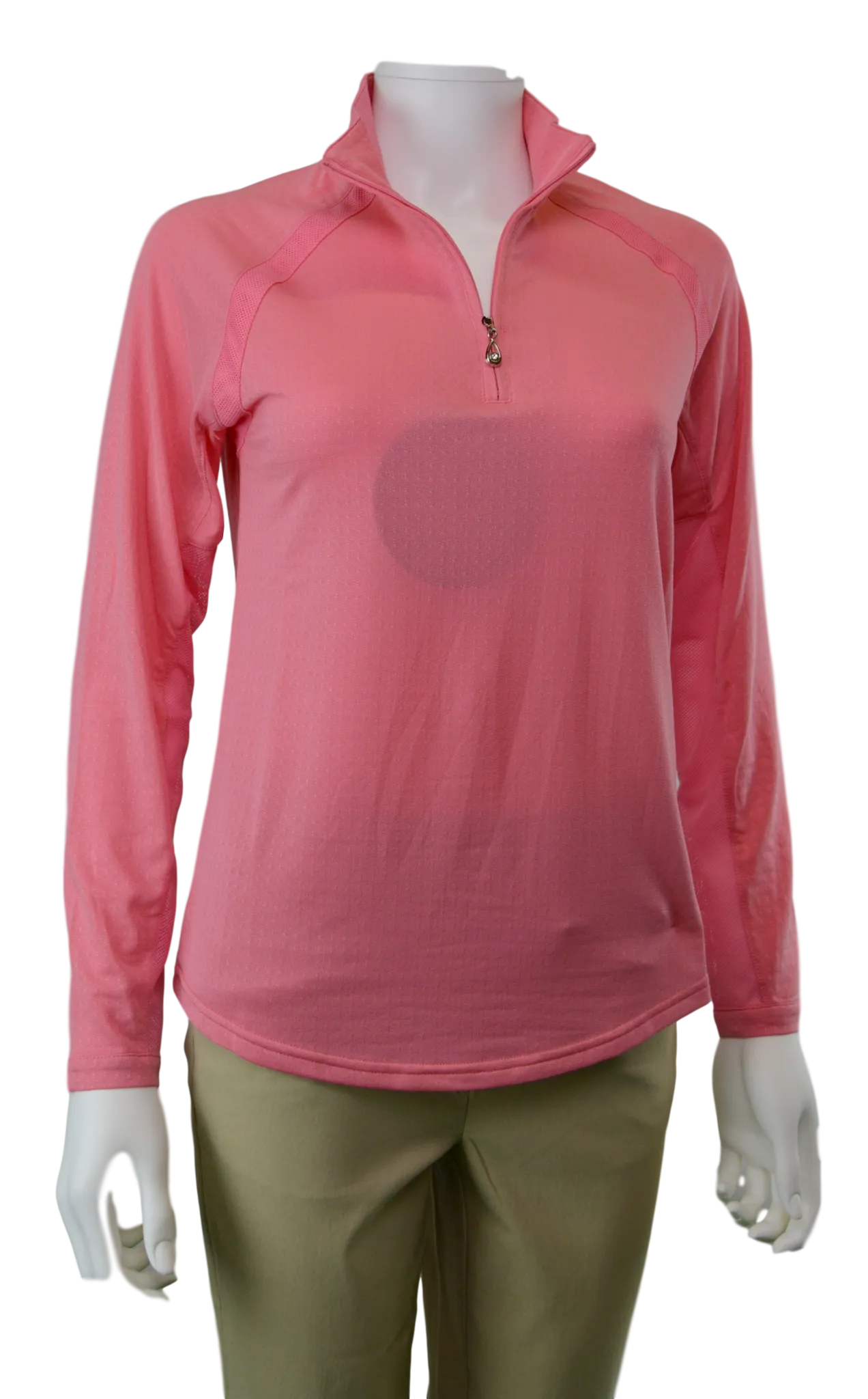 SanSoleil SolTek Zip Mock with Swarovski Crystal Zipper Pull. Watermelon