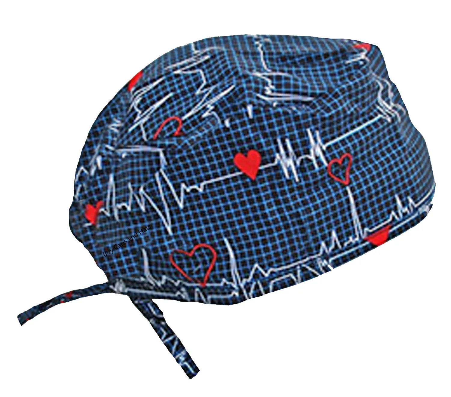 Scrub Cap Medical Surgeon Head Cover Surgical Hat Nurse Nursing Operating Room, Cardiologist EKG Heartbeat