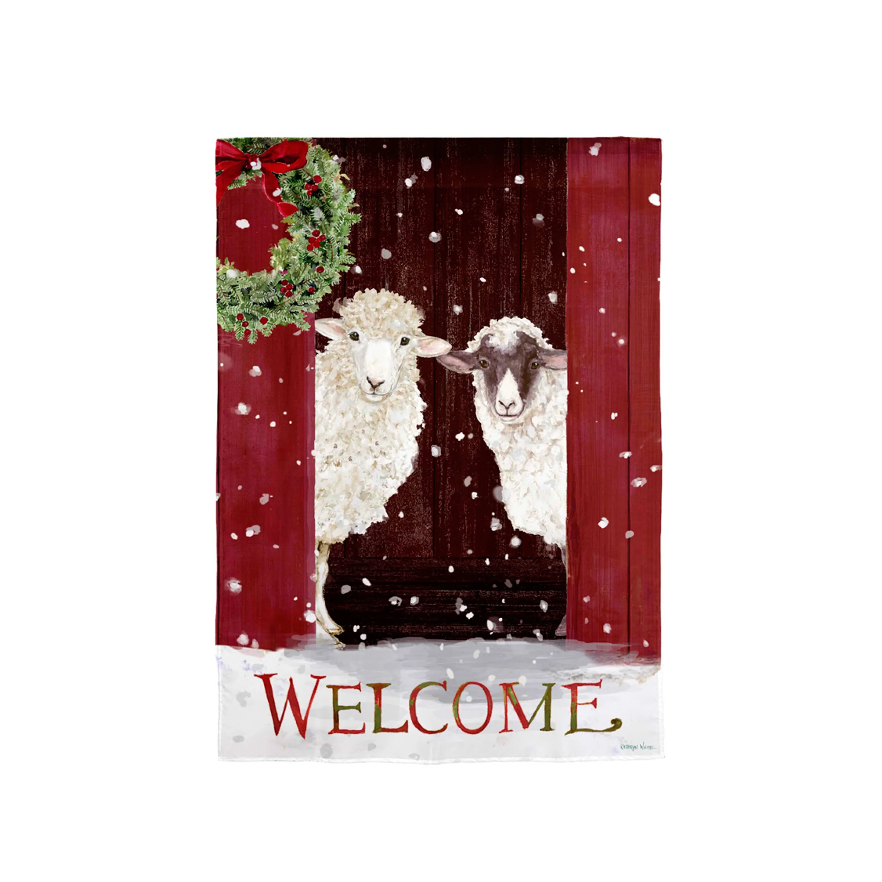 Sheep in the Barn Suede House Flag,13s11327