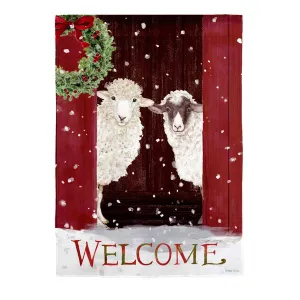 Sheep in the Barn Suede House Flag,13s11327
