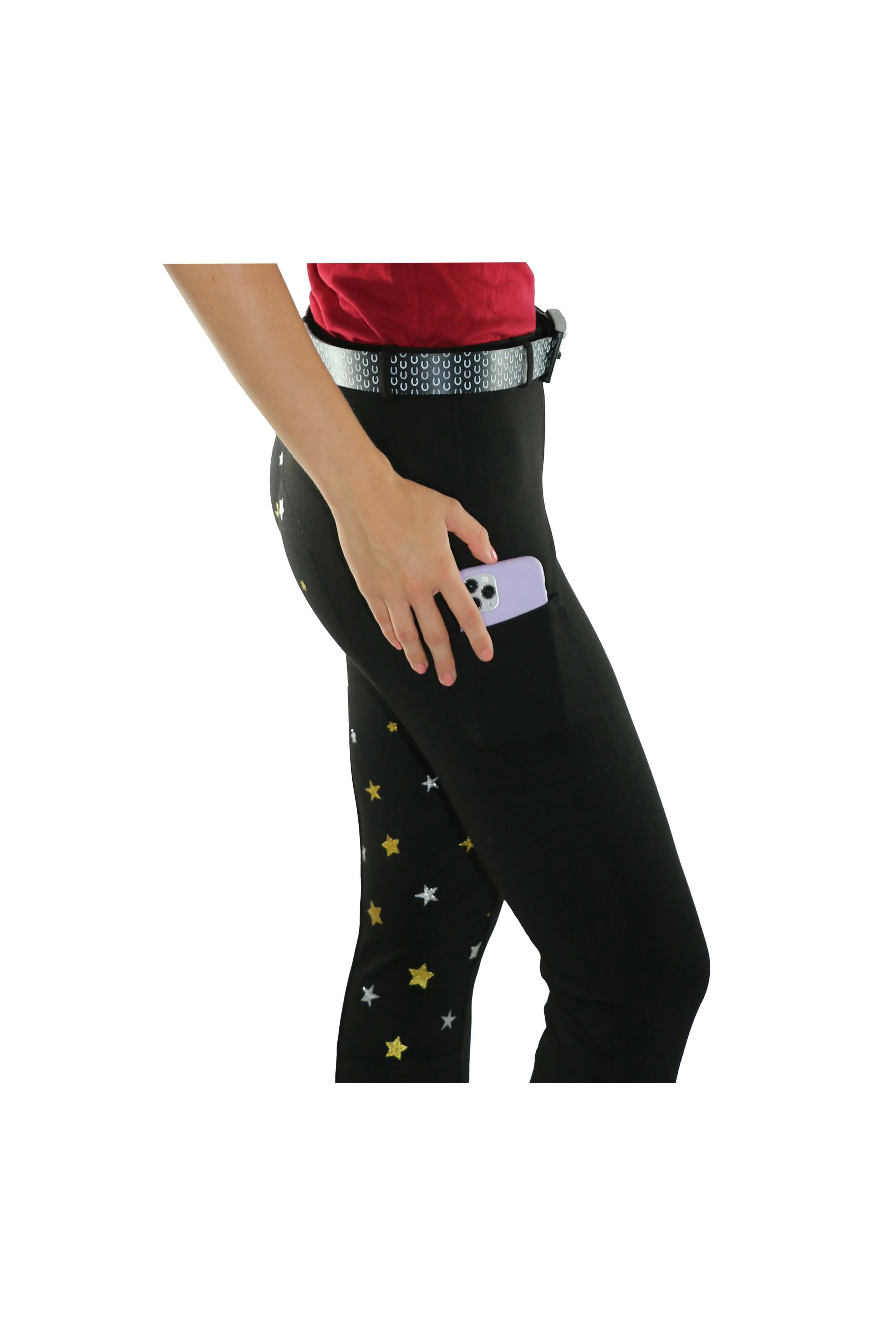 Signature Mid-Waist Breech | Black   Stars | Side Phone Pocket | No Silicone