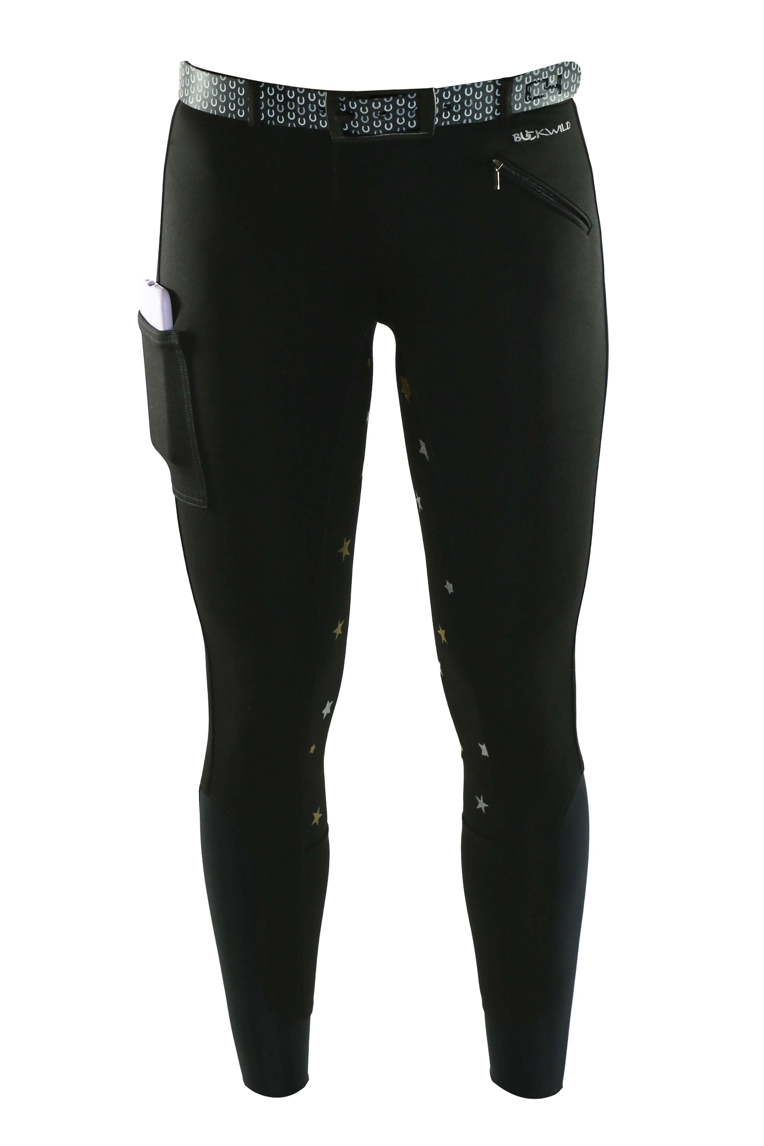 Signature Mid-Waist Breech | Black   Stars | Side Phone Pocket | No Silicone