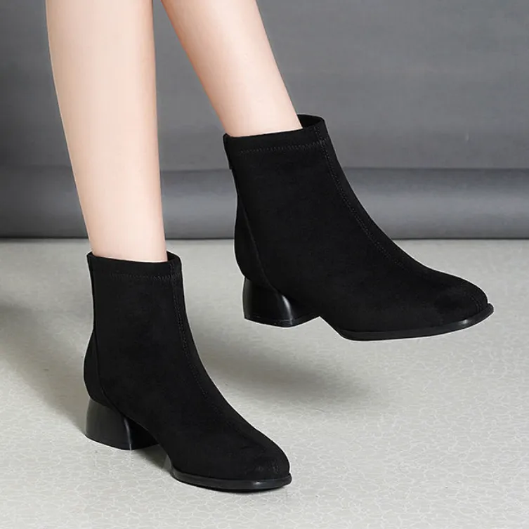 Small Feet Back Zipper Low Heel Short Boots TS221