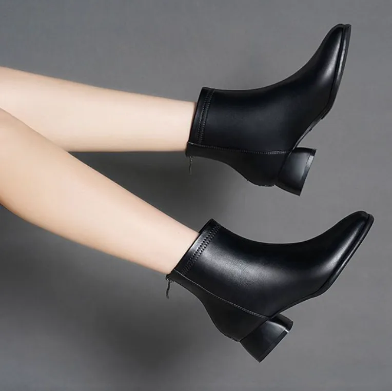 Small Feet Back Zipper Low Heel Short Boots TS221