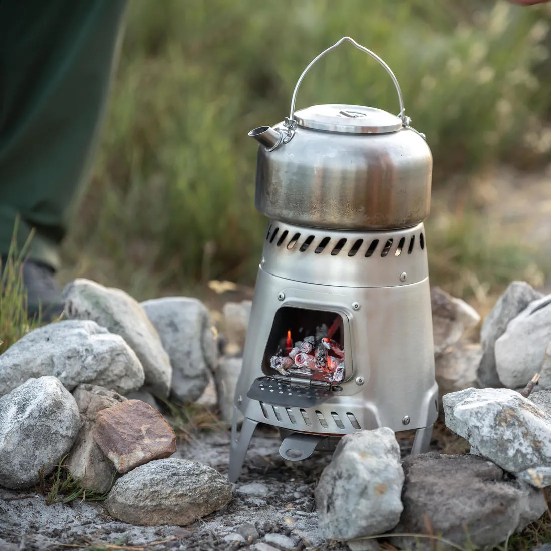 Stainless steel camping stove 500 for camping and bivouacking