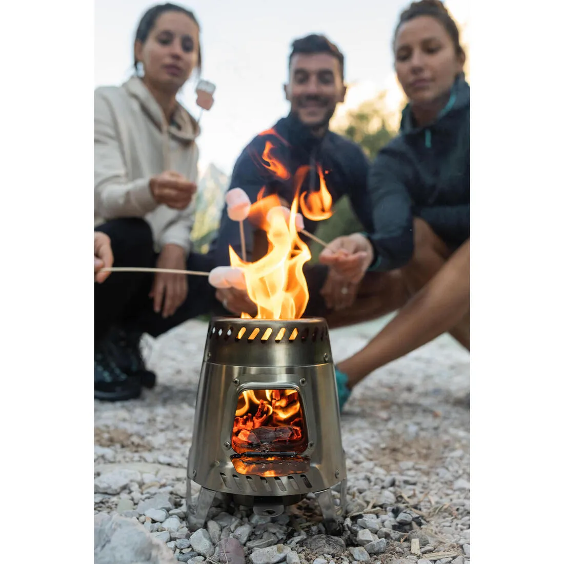 Stainless steel camping stove 500 for camping and bivouacking
