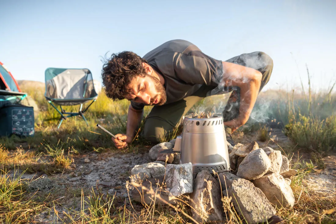 Stainless steel camping stove 500 for camping and bivouacking