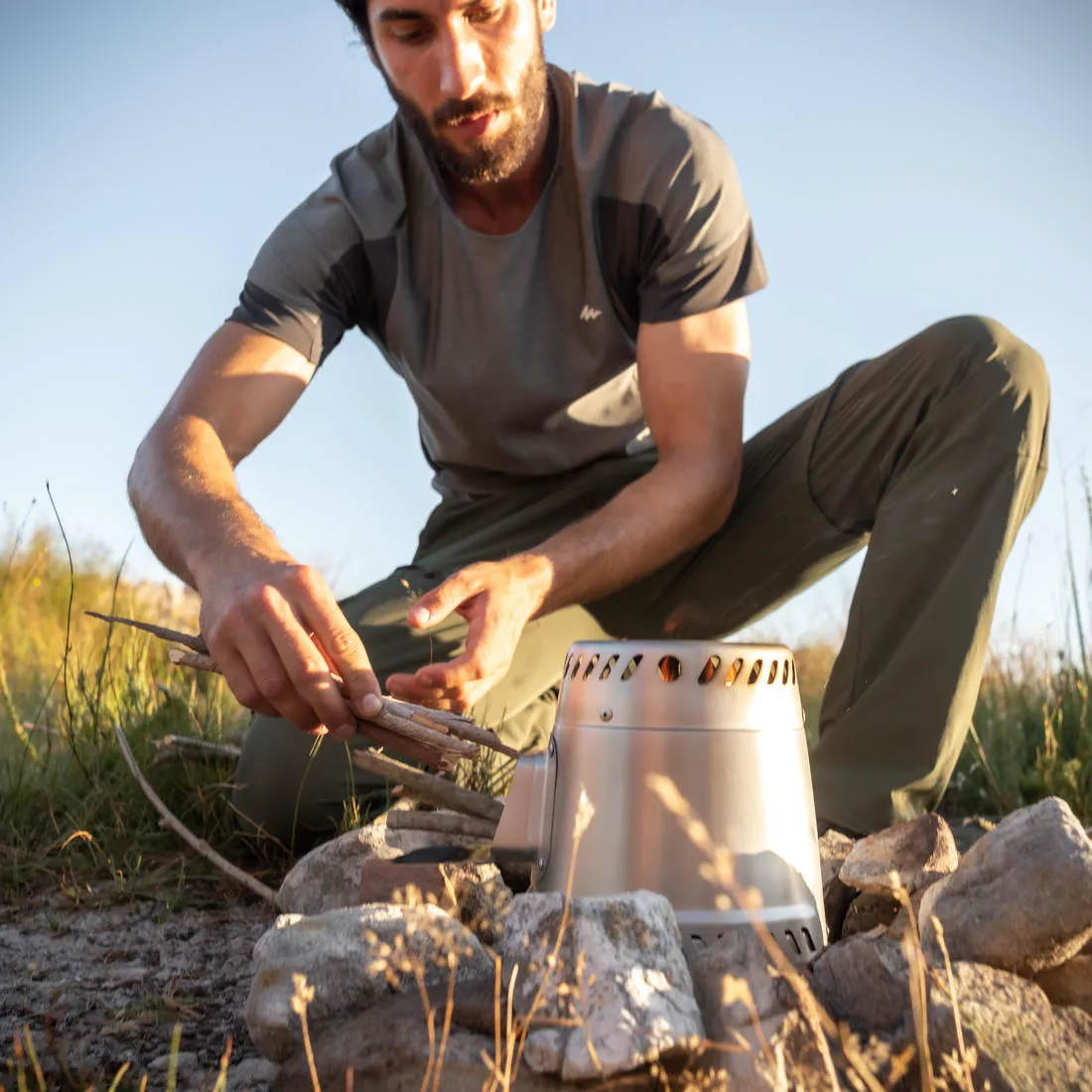Stainless steel camping stove 500 for camping and bivouacking