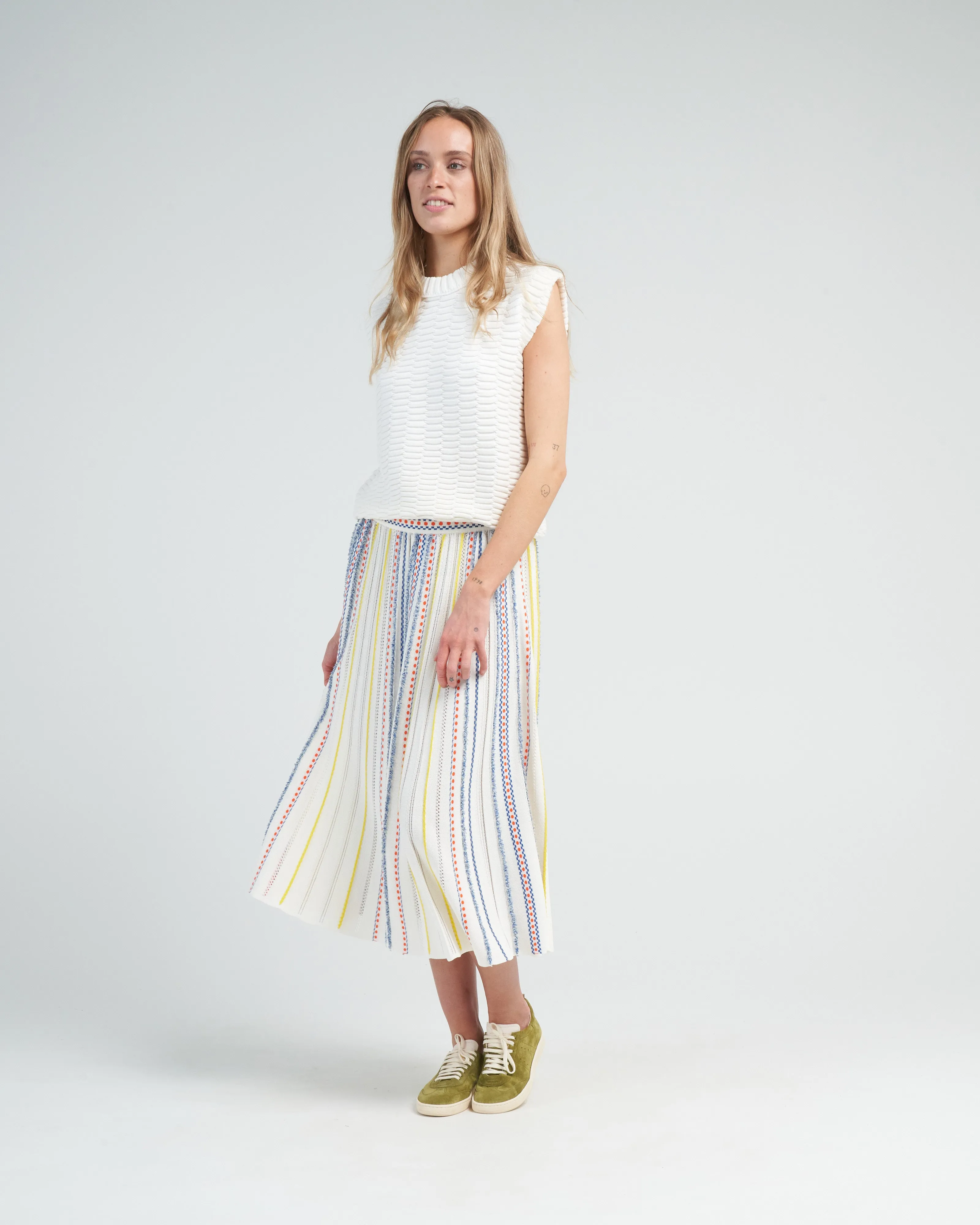 summer jacquard knit skirt - natural pop