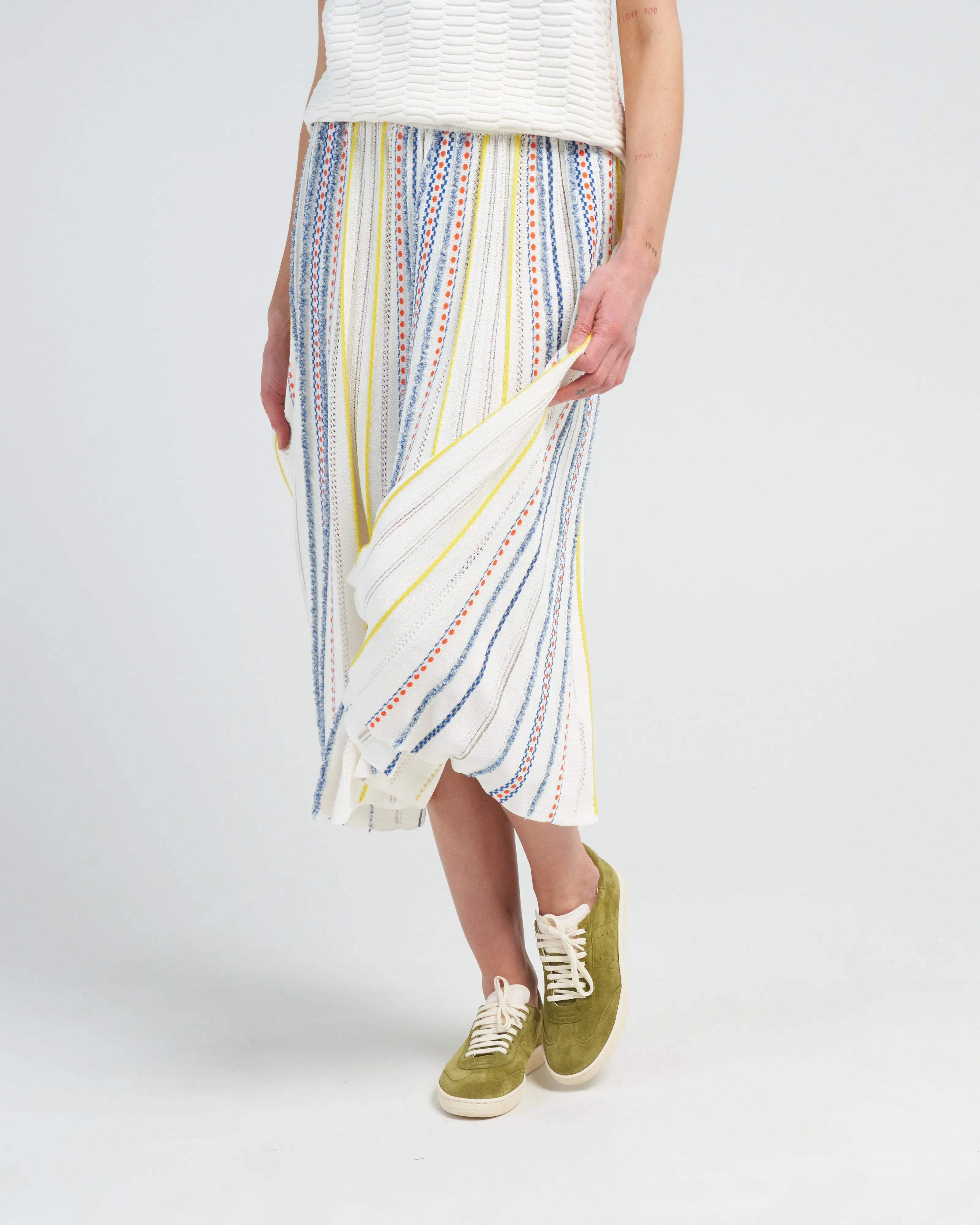 summer jacquard knit skirt - natural pop