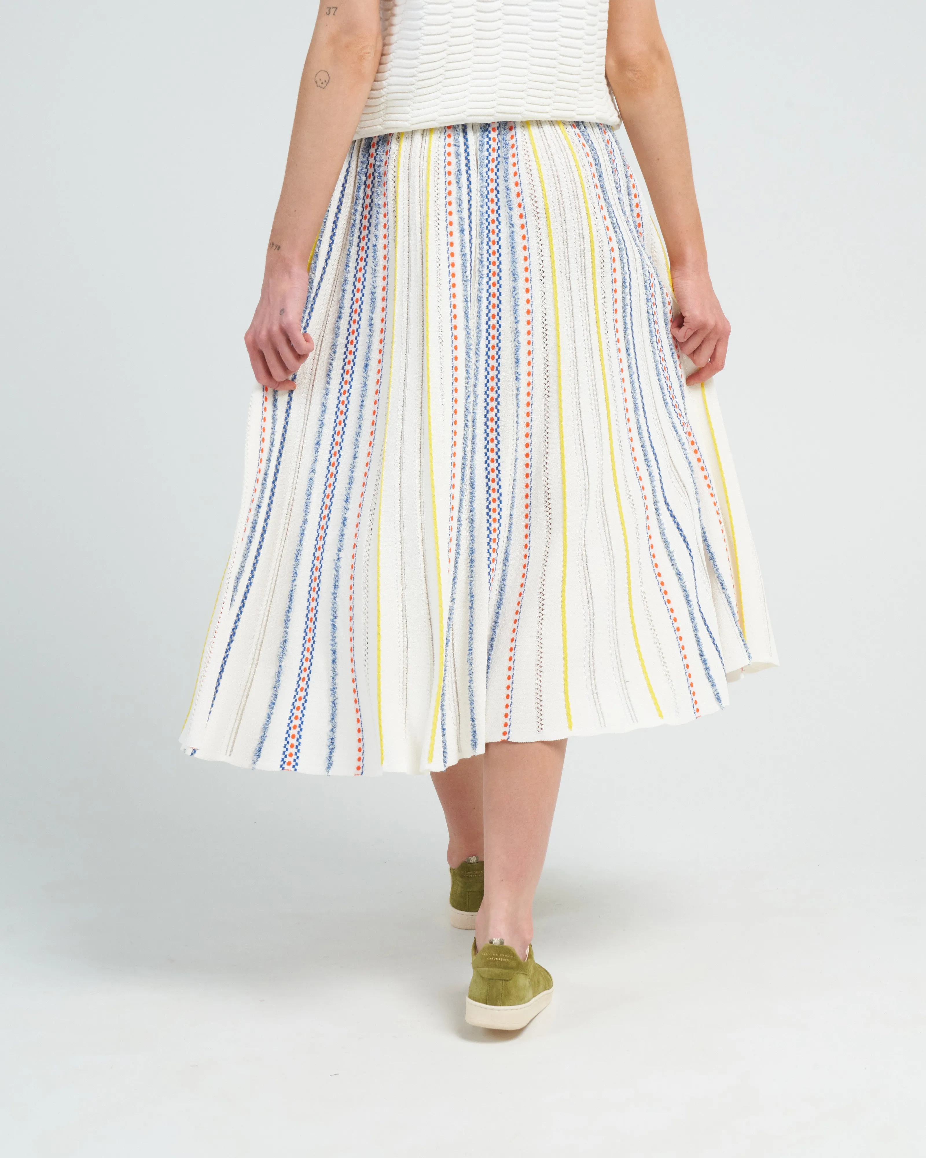 summer jacquard knit skirt - natural pop