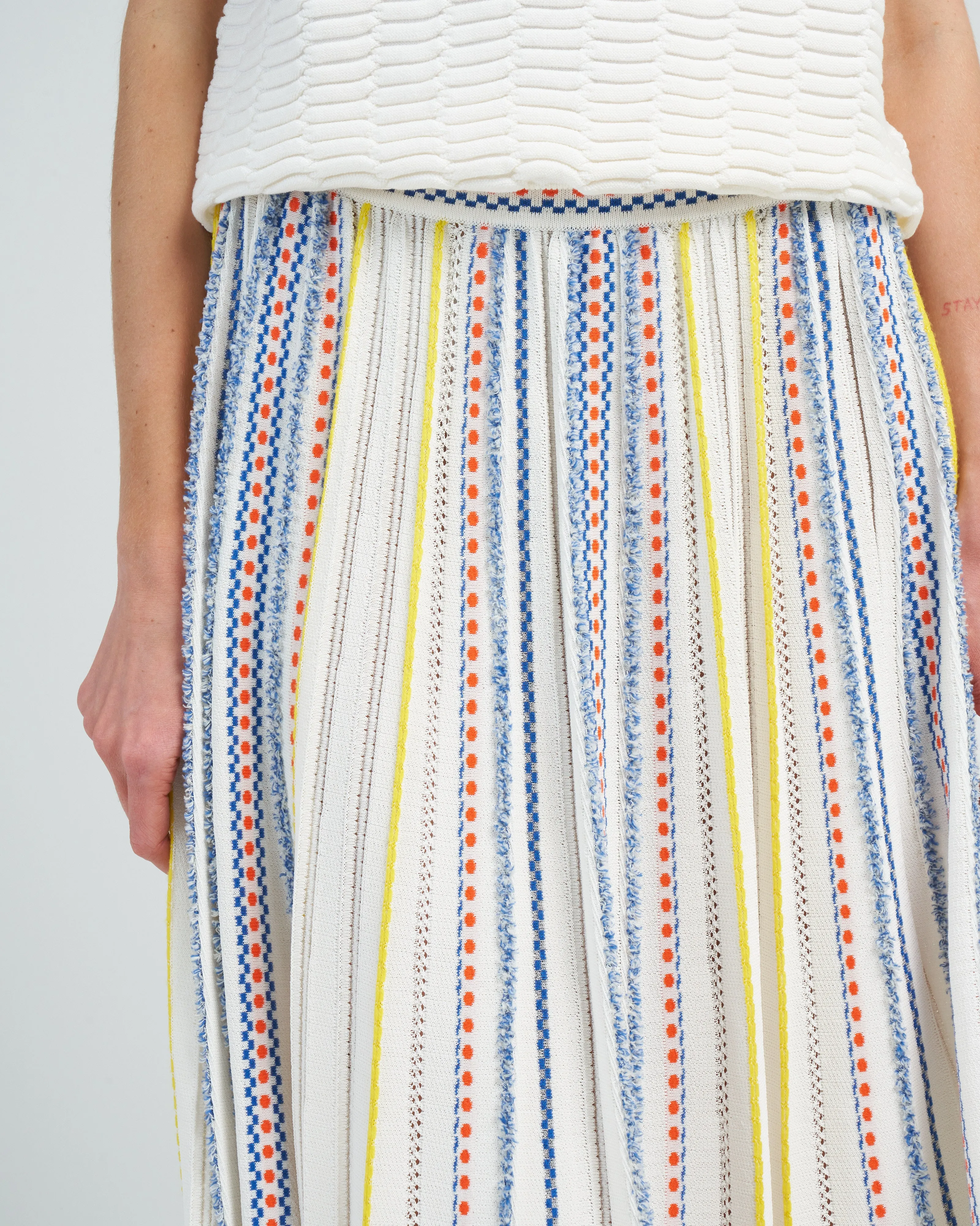 summer jacquard knit skirt - natural pop