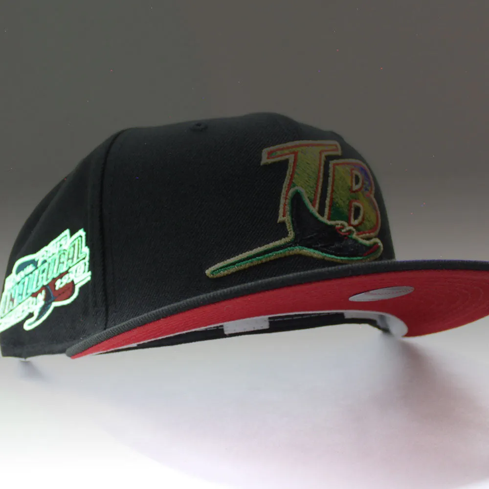Tampa Bay Devil Rays 1998 Inaugural Season New Era 59Fifty Fitted Hat (GITD Black Red Under Brim)