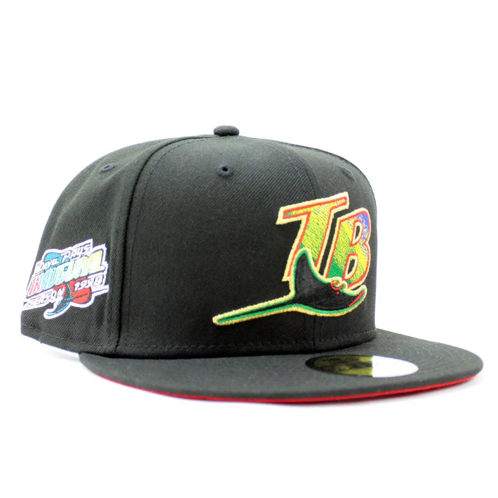 Tampa Bay Devil Rays 1998 Inaugural Season New Era 59Fifty Fitted Hat (GITD Black Red Under Brim)