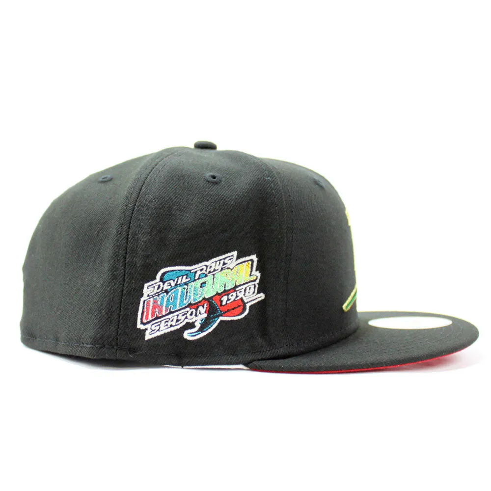 Tampa Bay Devil Rays 1998 Inaugural Season New Era 59Fifty Fitted Hat (GITD Black Red Under Brim)