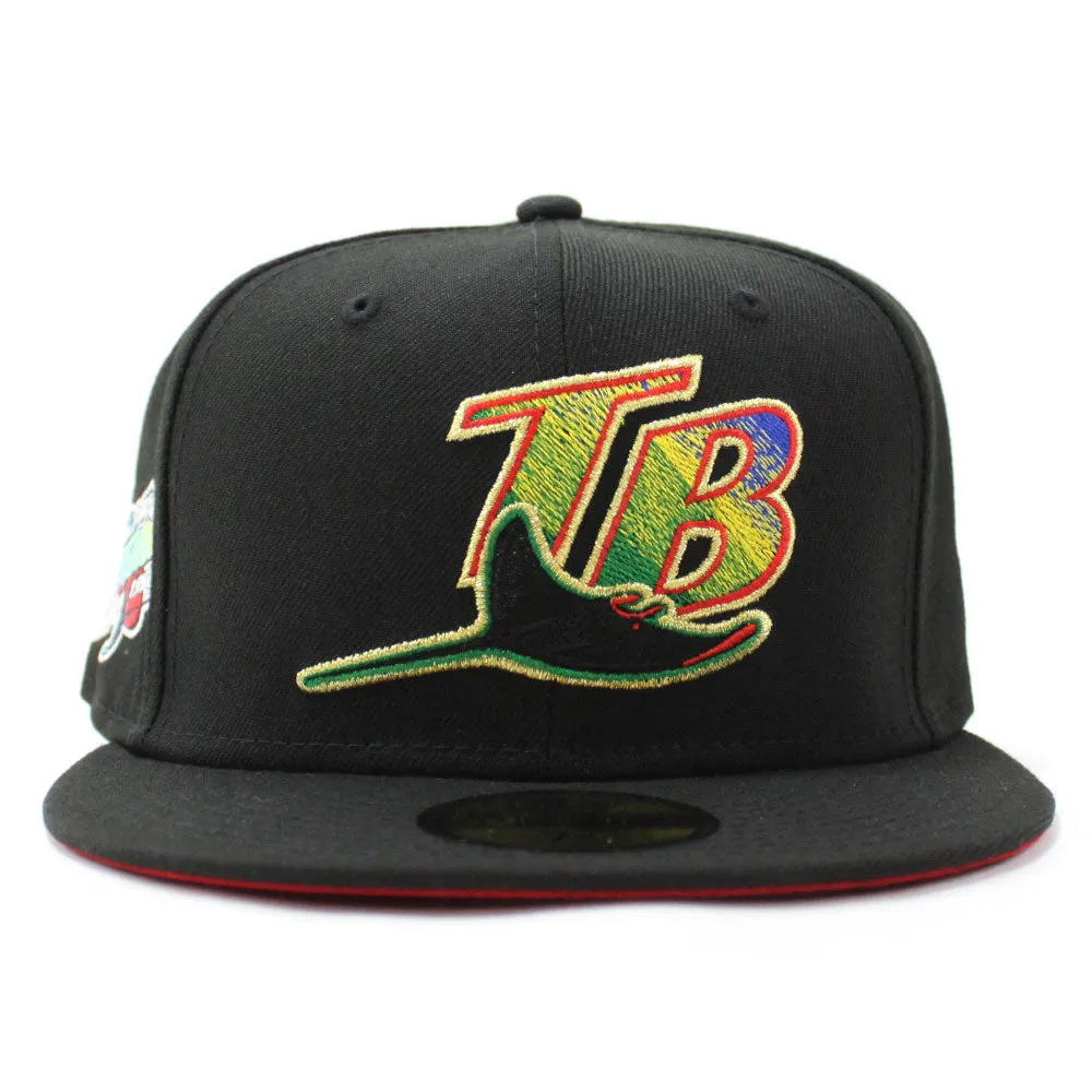Tampa Bay Devil Rays 1998 Inaugural Season New Era 59Fifty Fitted Hat (GITD Black Red Under Brim)