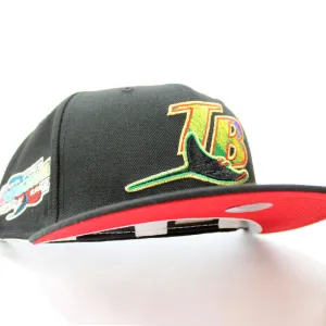 Tampa Bay Devil Rays 1998 Inaugural Season New Era 59Fifty Fitted Hat (GITD Black Red Under Brim)