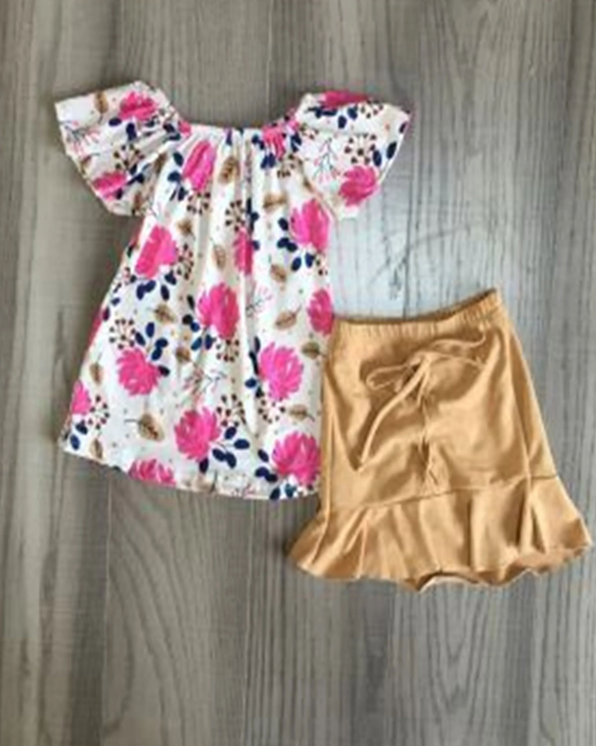 The Maya Floral 2pc Skirt Set - Beige