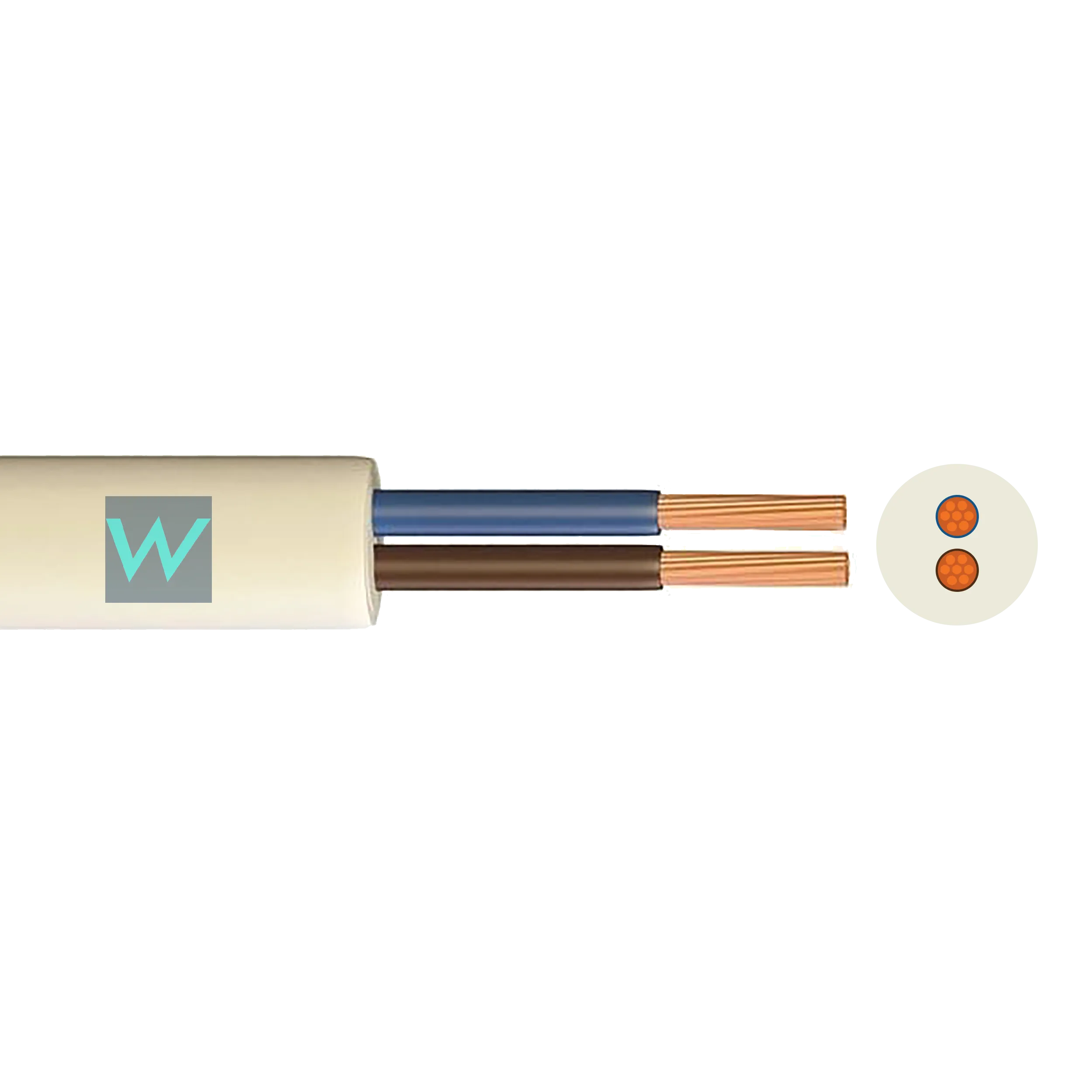 Time 2182Y 2 Core Round Flexible 0.5mm White Cable - 100M