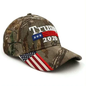 Trump 2020 Hat With Camouflage Embroidered American Flag