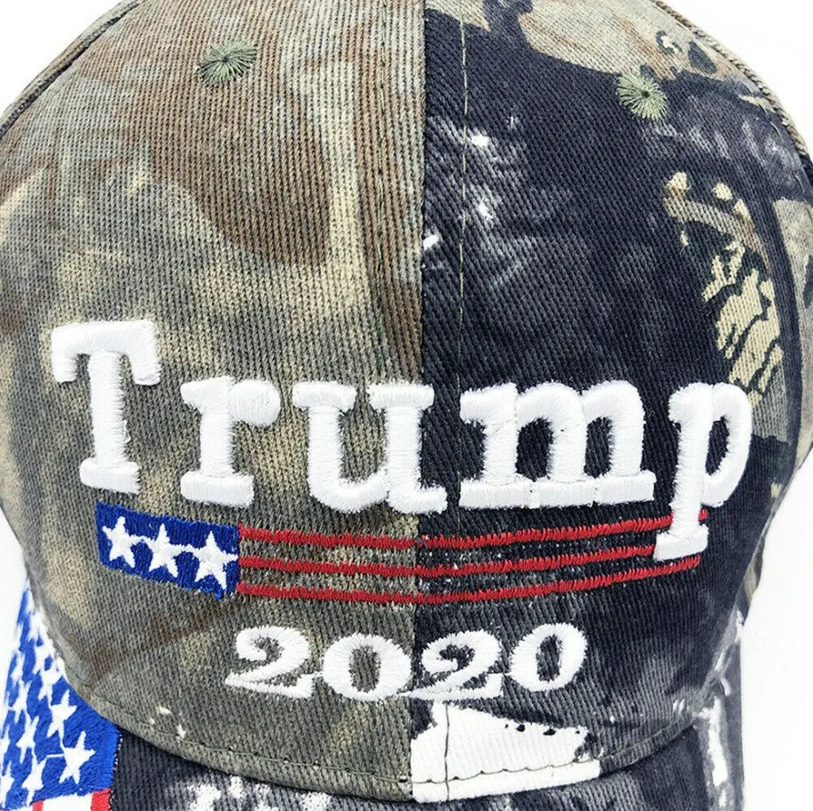 Trump 2020 Hat With Camouflage Embroidered American Flag