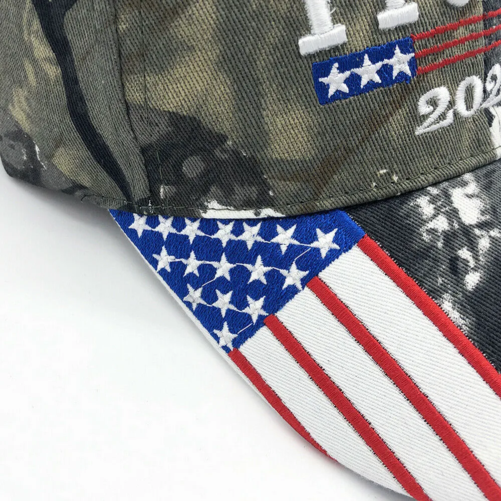 Trump 2020 Hat With Camouflage Embroidered American Flag