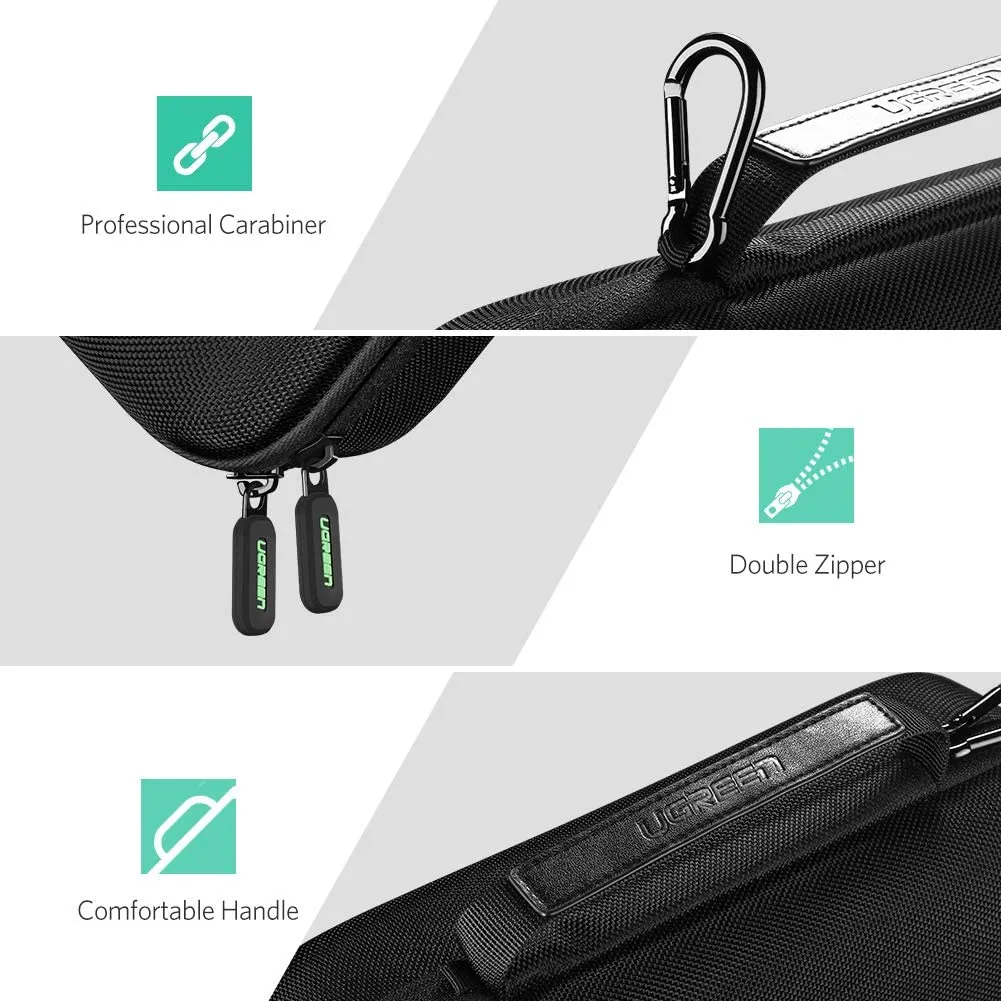 UGREEN Case for Nintendo Switch Portable Travel Carrying Case Shockproof Hard Shell Case Protective Bag Pouch with Carabiner for Switch Console and Accessories Black (Medium)