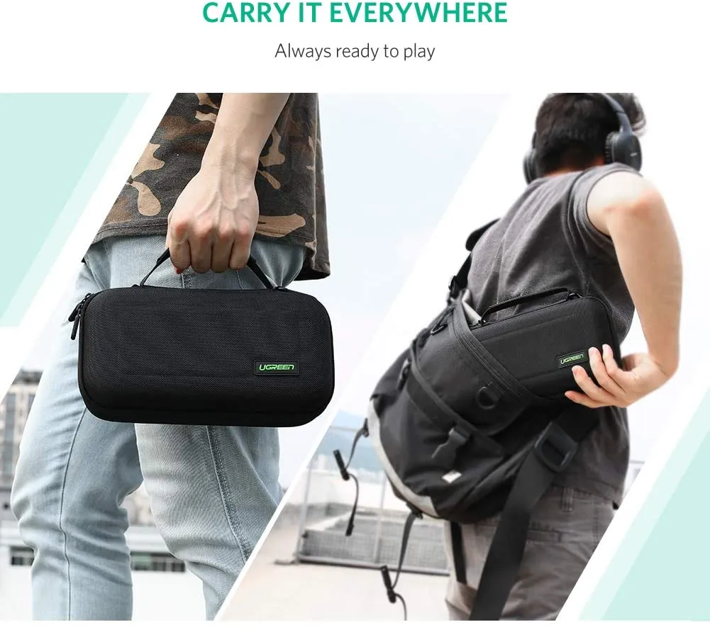 UGREEN Case for Nintendo Switch Portable Travel Carrying Case Shockproof Hard Shell Case Protective Bag Pouch with Carabiner for Switch Console and Accessories Black (Medium)