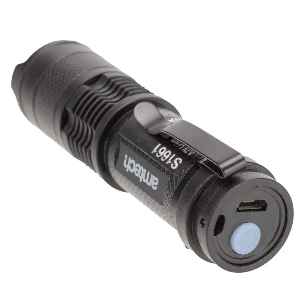 USB Rechargeable Torch Mini Pocket Flashlight COB LED Adjustable Beam & Strobe