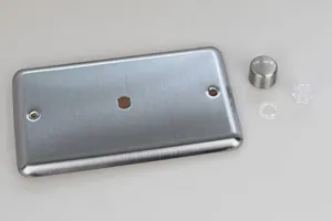Varilight Matrix 1-Gang Double Plate Unpopulated Dimmer Kit. Classic Matt Chrome Finish (Brushed Steel Effect) Finish