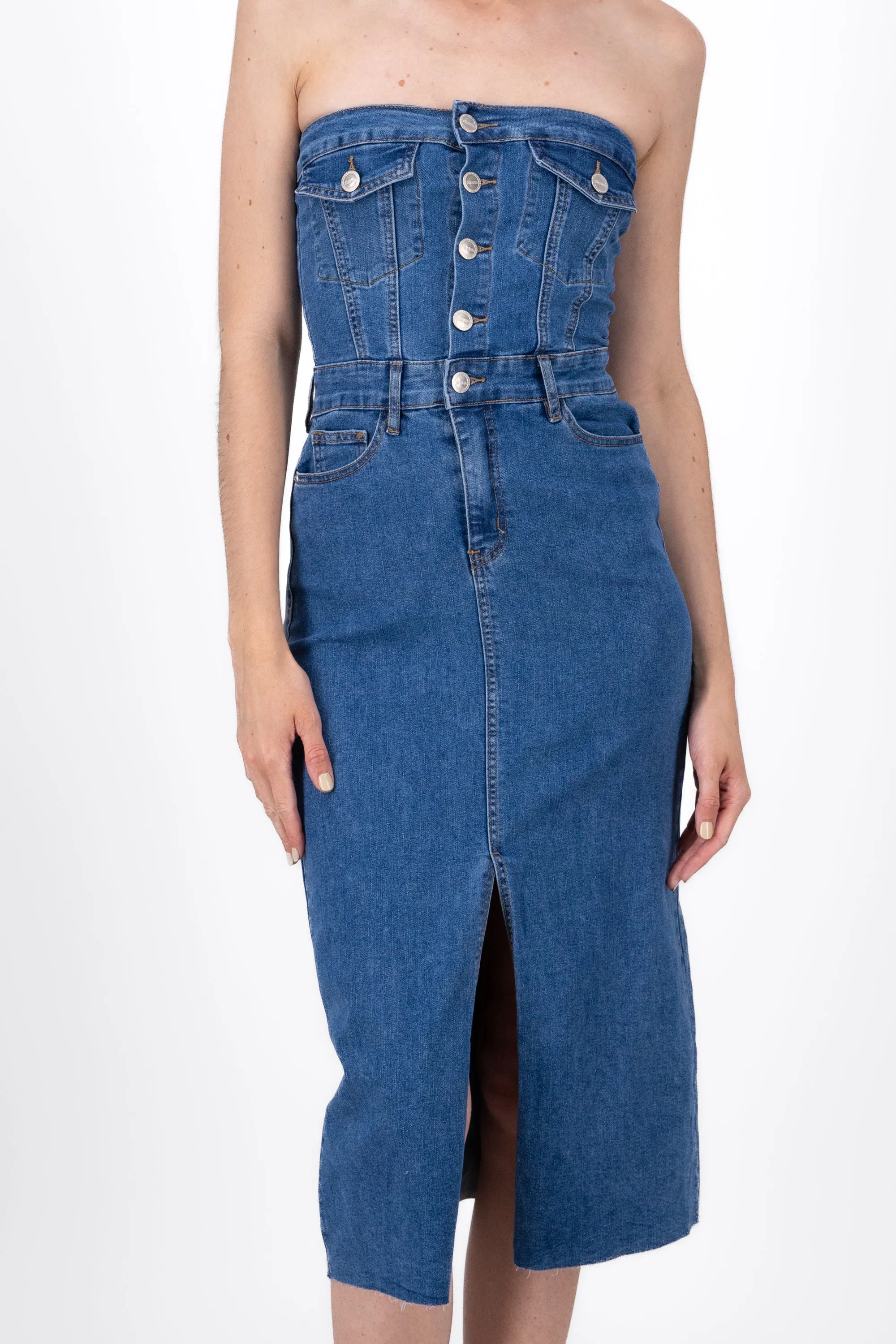 Vestido Denim Strapless