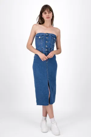 Vestido Denim Strapless