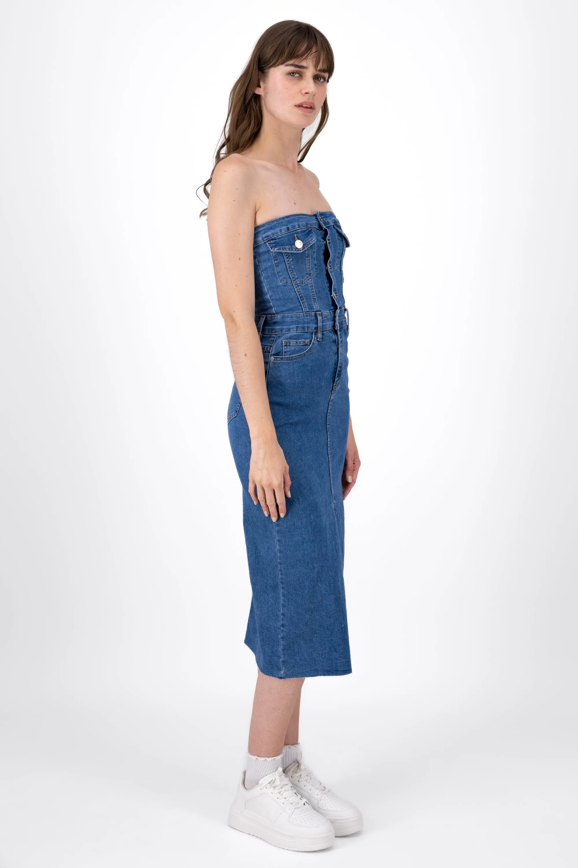 Vestido Denim Strapless