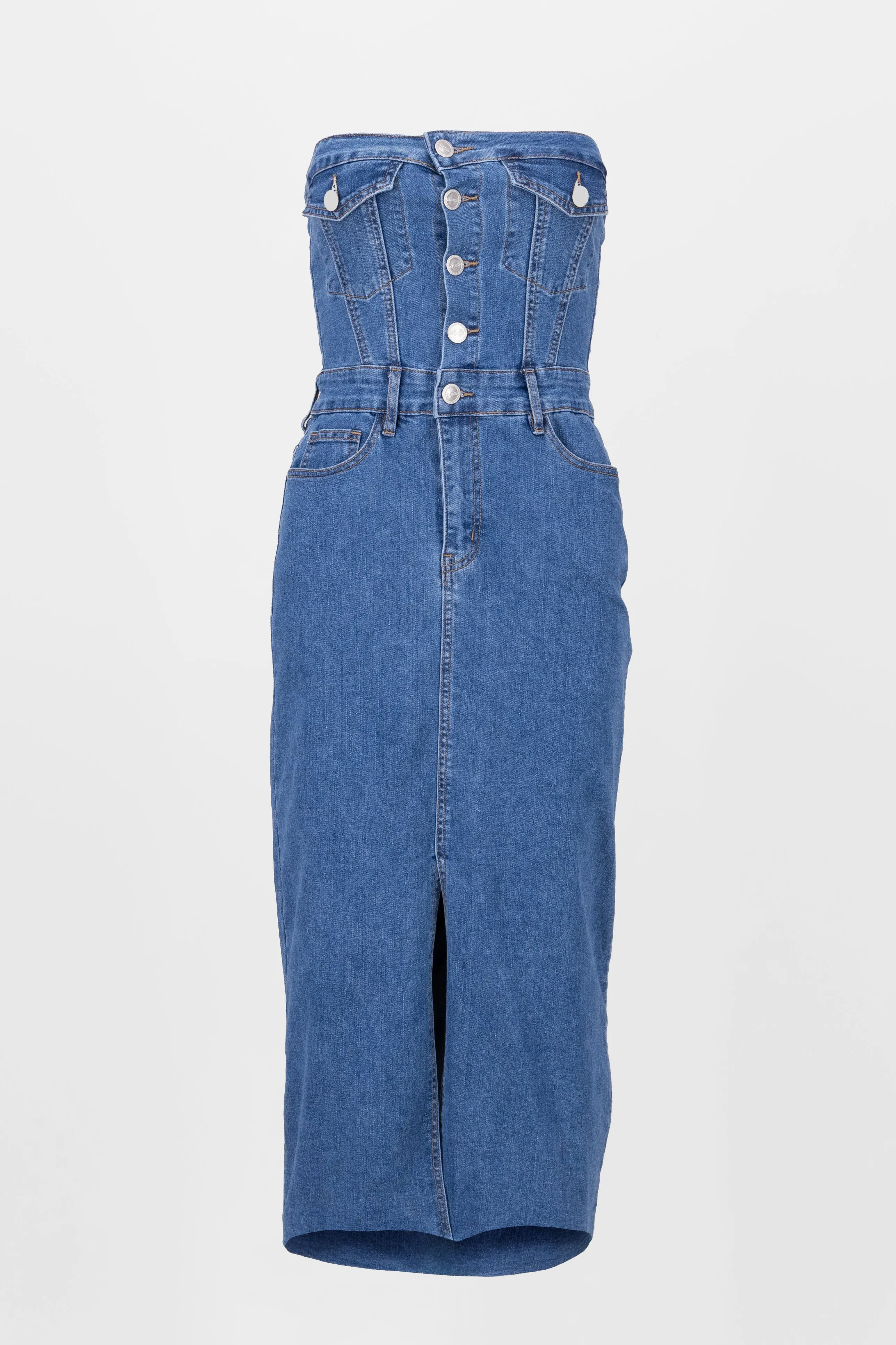 Vestido Denim Strapless