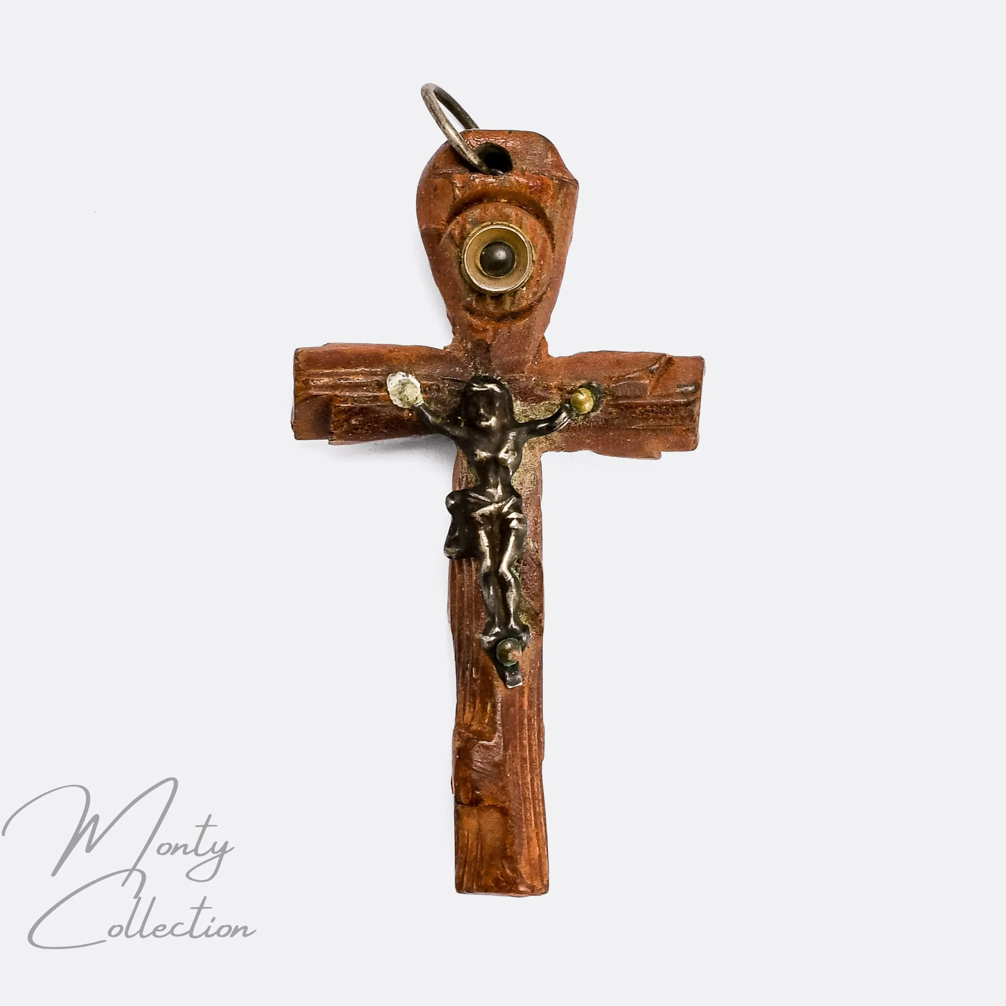 Victorian Crucifix Stanhope Pendant "Mont-Saint-Michel"