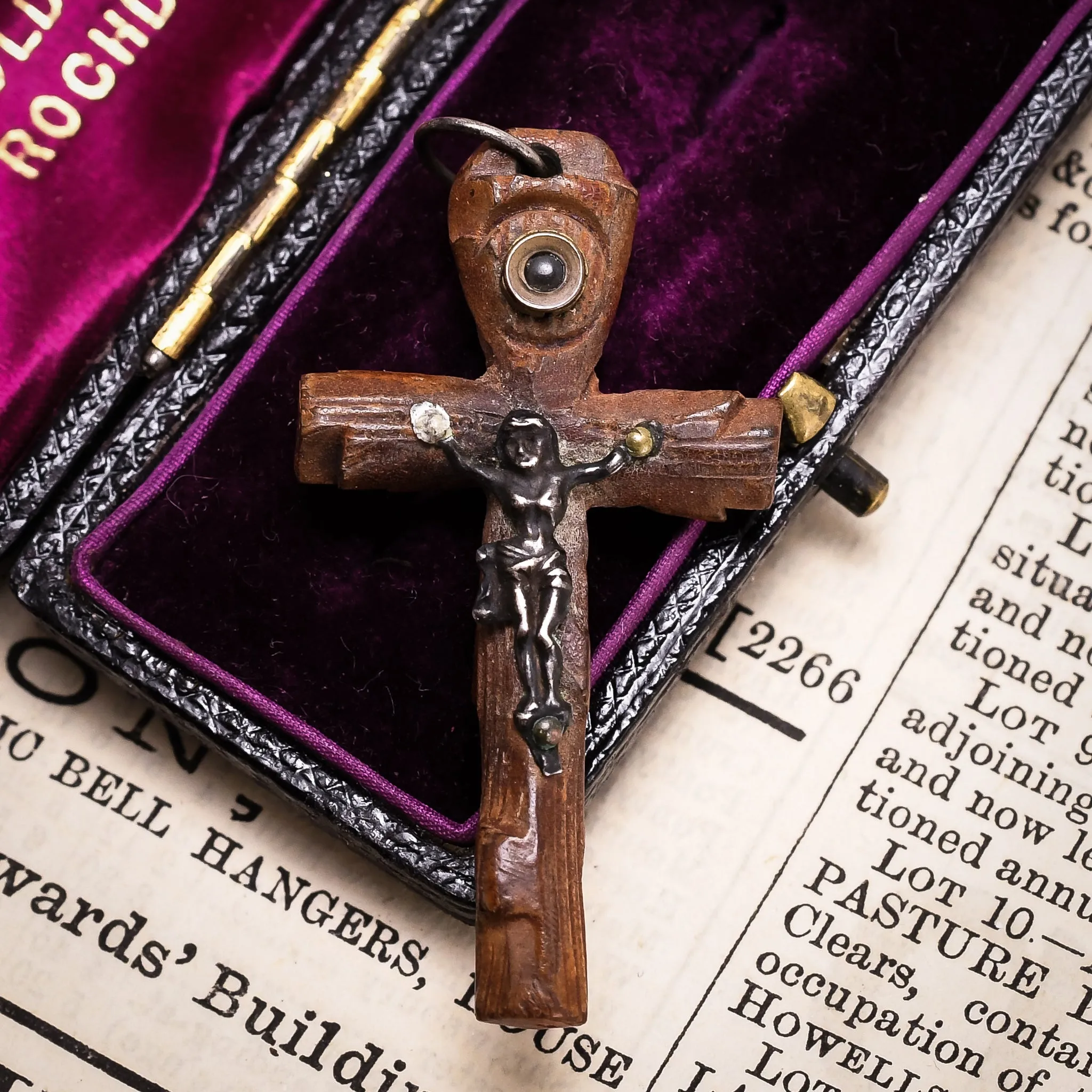 Victorian Crucifix Stanhope Pendant "Mont-Saint-Michel"