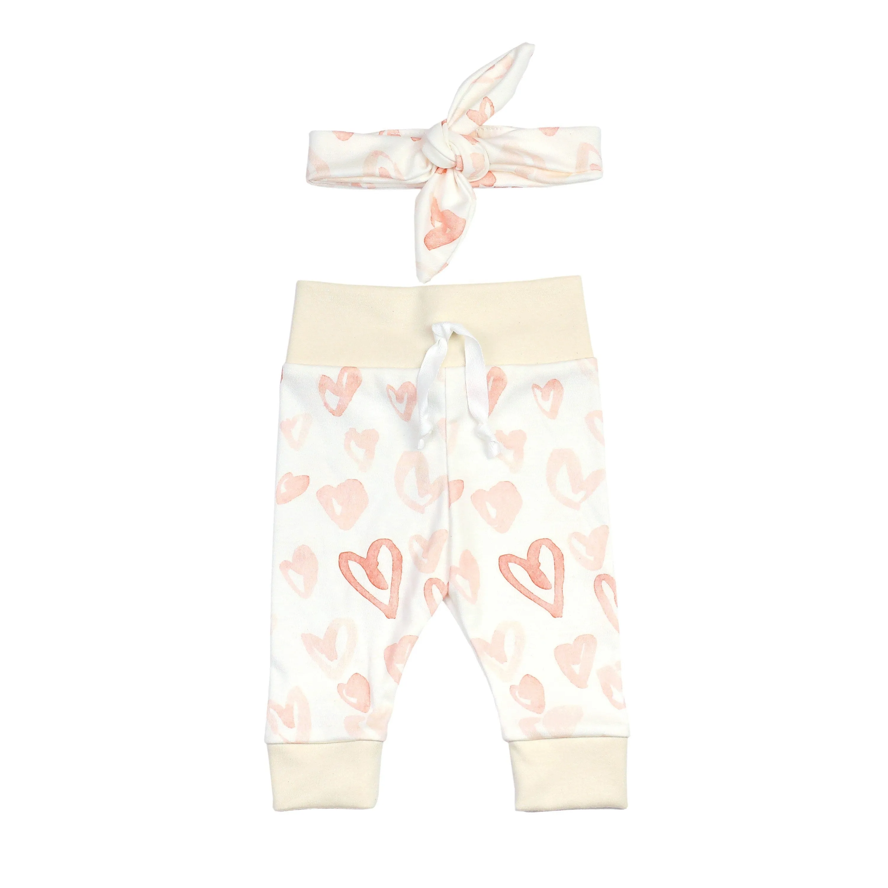 Watercolor Hearts | Organic Baby Gift Basket 9pcs | Baby Girl