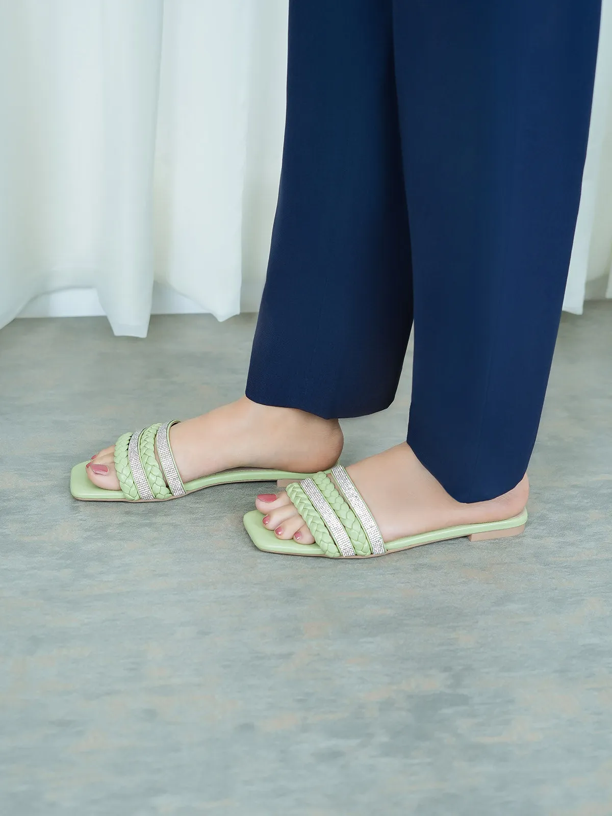 Womens "STEPCHIC" Flat Casual Slippers