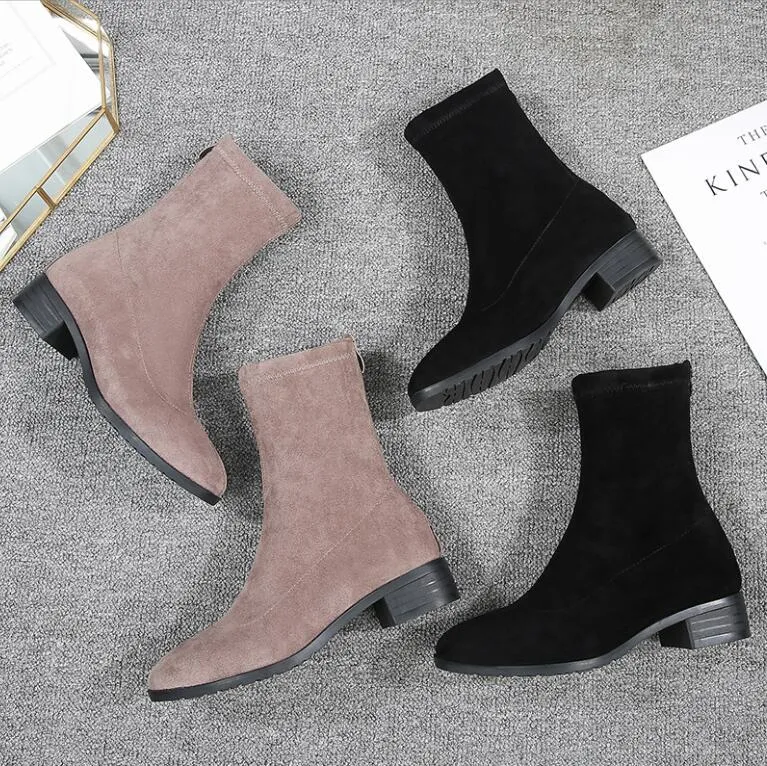 Women's Small Feet Suede Back Zipper Boots GS37